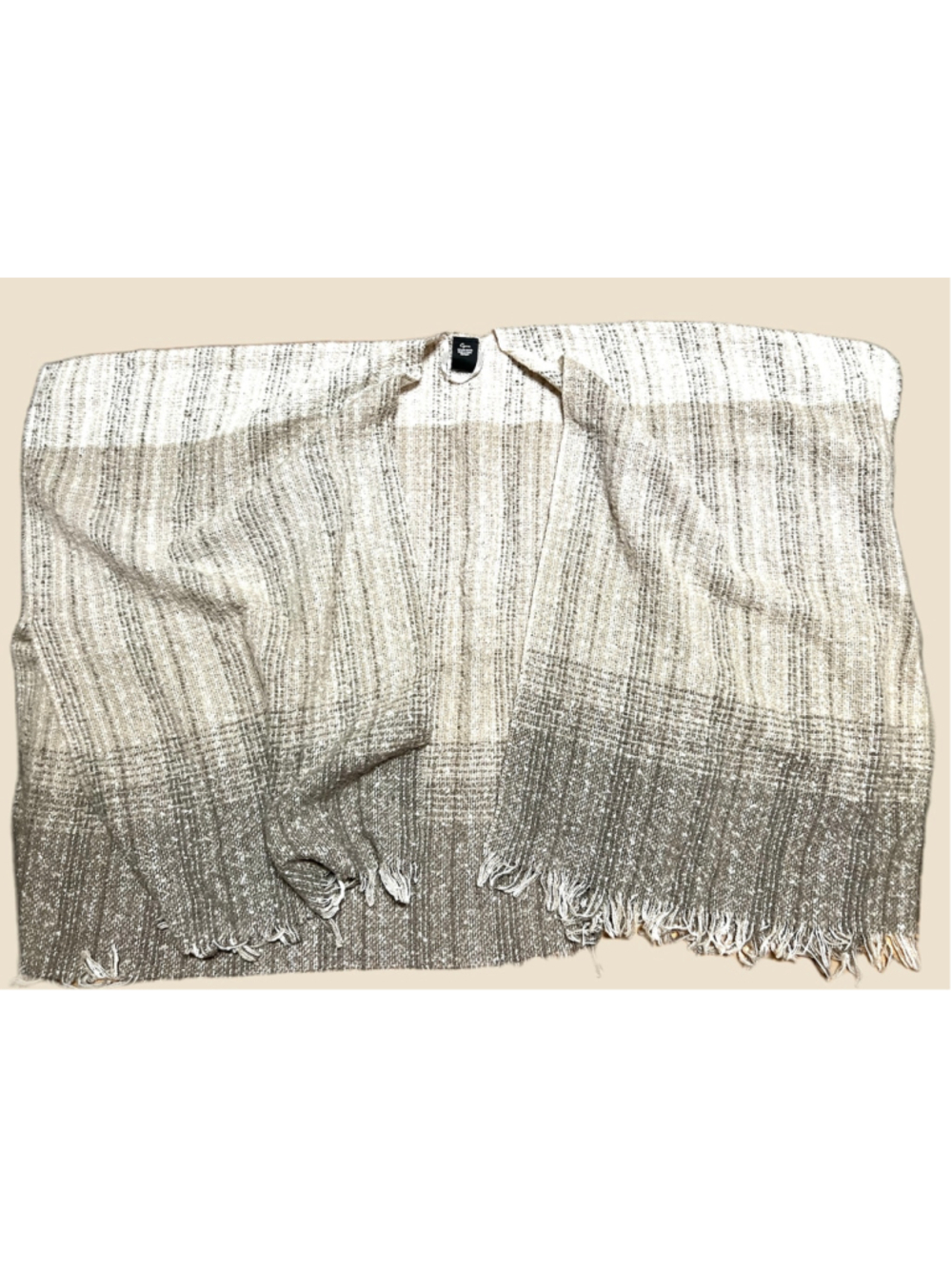 Women's Cejon Wrap Poncho/Cardigan One Size Beige Grey Ombre Fringe